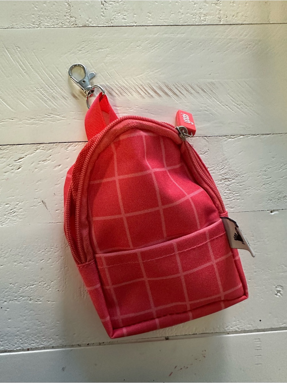 Pink Grid Mini Bag Charm Pouch